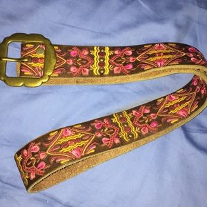 Lucky Brand Embroidered Leather Belt